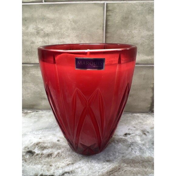 Marquis By Waterford Brookside Red Hurricane Candle RUBY Red ~ Cinnamon RARE - Picture 1 of 9